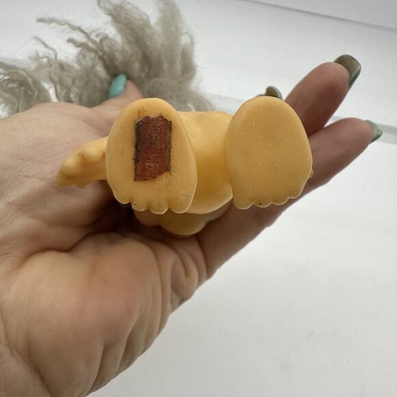 Vintage 1960s DAM Troll Doll White Gray Hair Amber Eyes Marked On Back 2.5 Inch - Picture 7 of 12